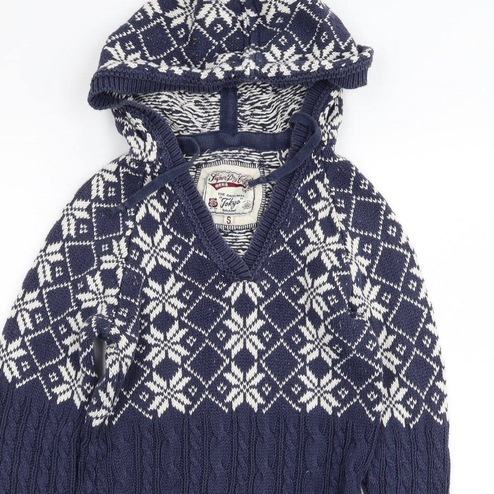 Superdry Womens Blue Geometric  Pullover Jumper Size S