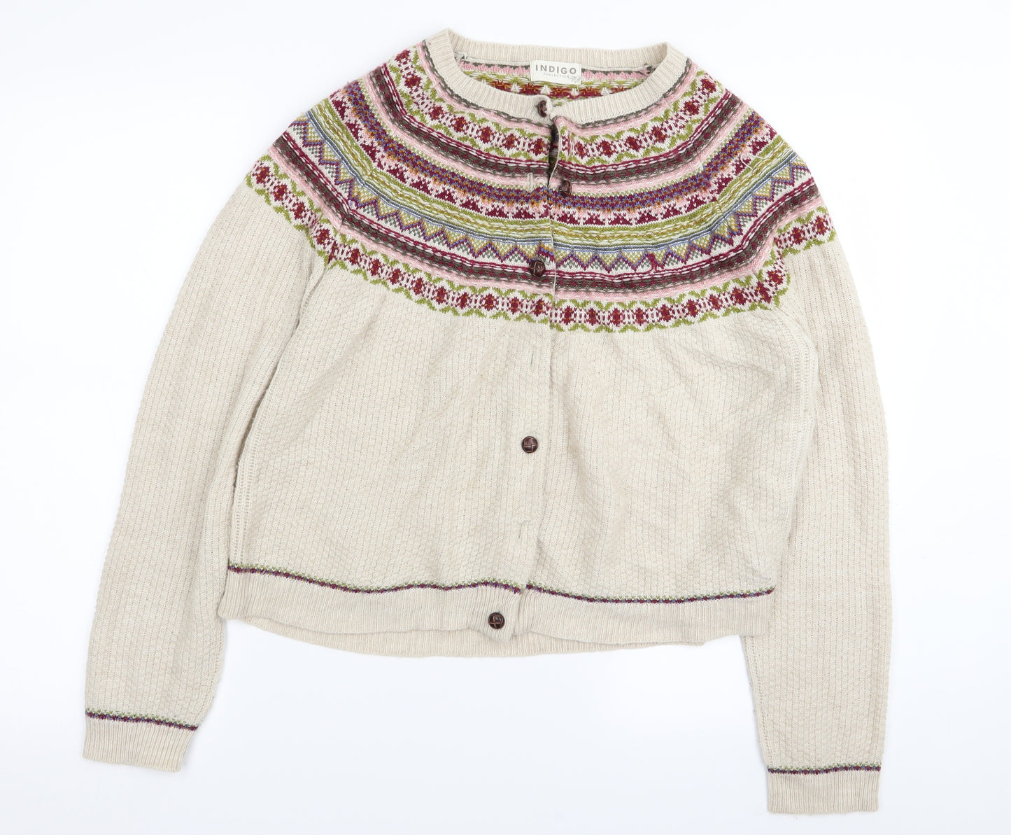 Indigo Womens Multicoloured Geometric  Cardigan Jumper Size 16