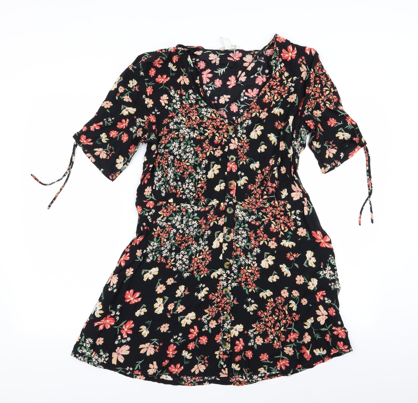 H&M Womens Black Floral  Fit & Flare  Size 14