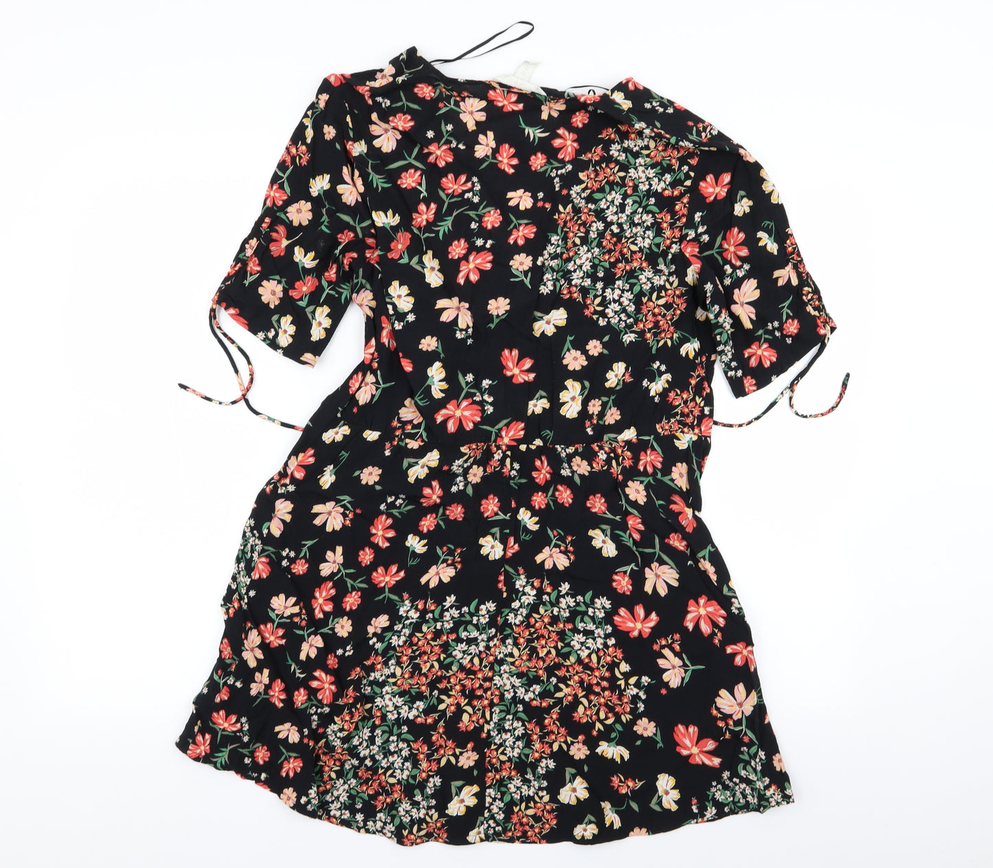 H&M Womens Black Floral  Fit & Flare  Size 14