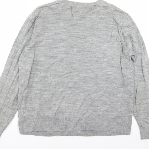 M&S Womens Grey   Pullover Jumper Size L  - star detail