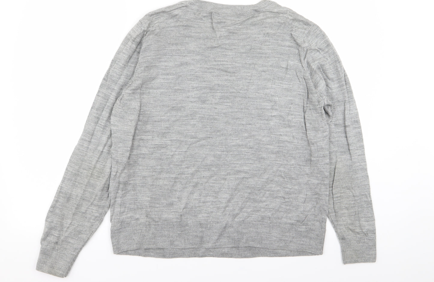 M&S Womens Grey   Pullover Jumper Size L  - star detail