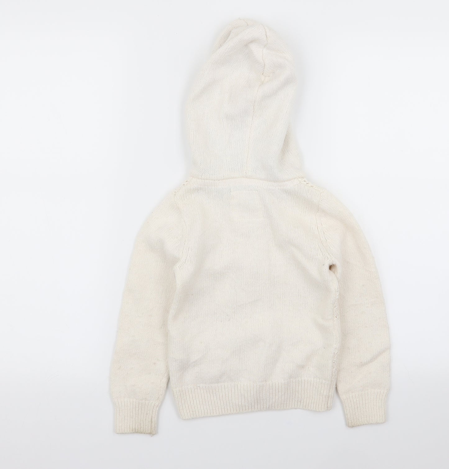 H&M Girls White   Full Zip Jumper Size 5-6 Years