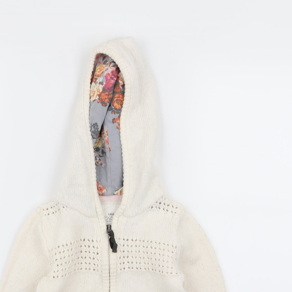 H&M Girls White   Full Zip Jumper Size 5-6 Years