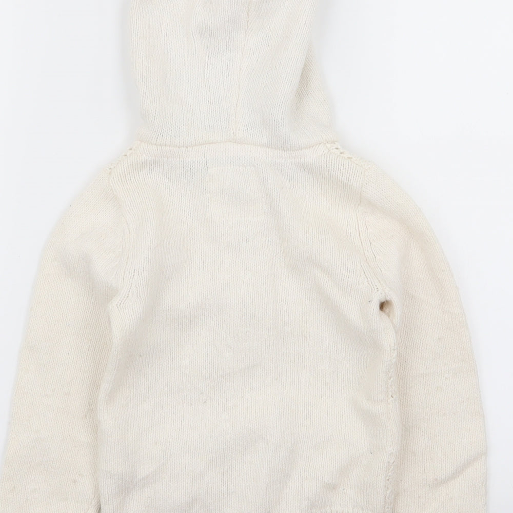 H&M Girls White   Full Zip Jumper Size 5-6 Years