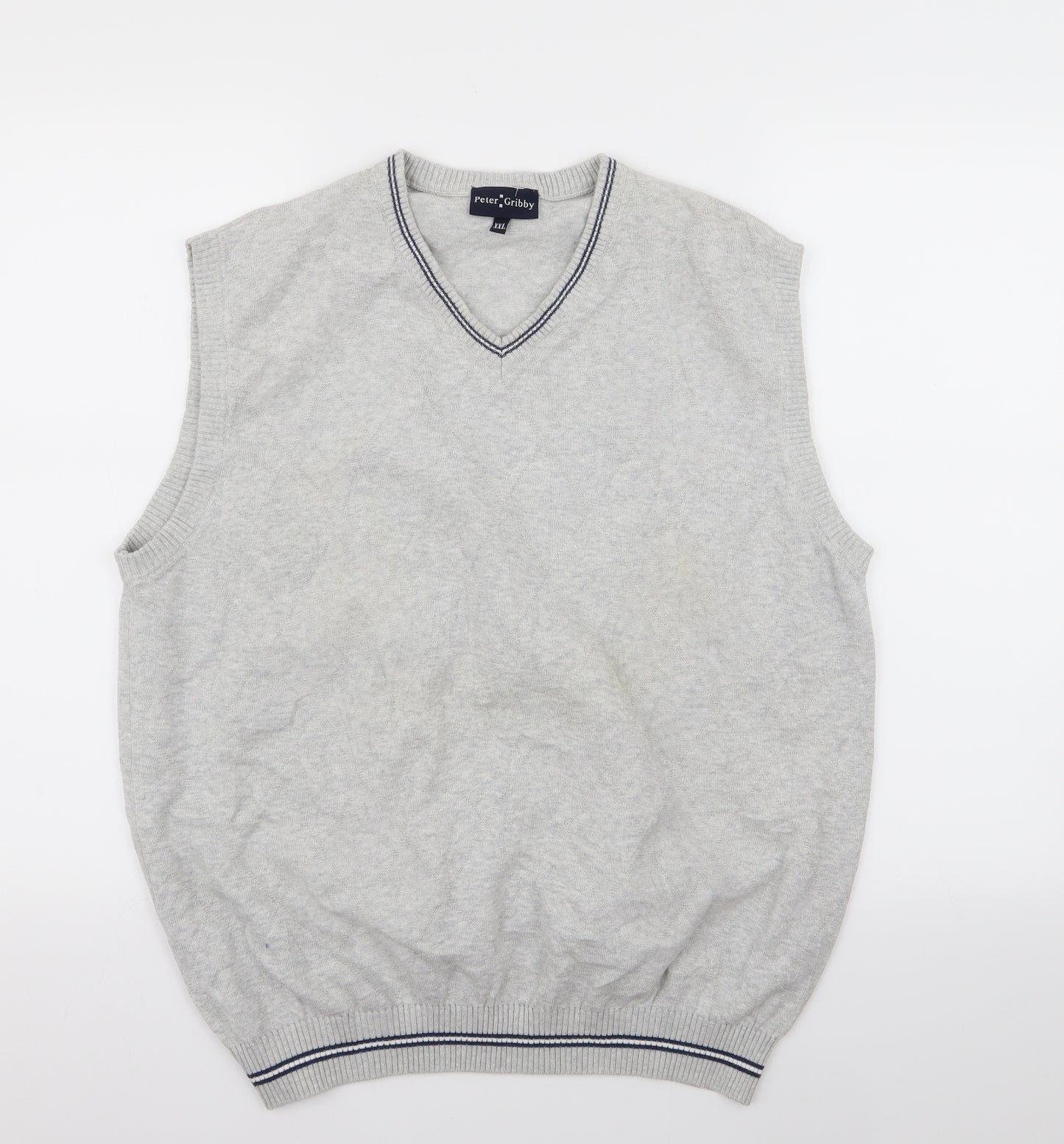 peter gribby Mens Grey Argyle/Diamond  Pullover Jumper Size 2XL