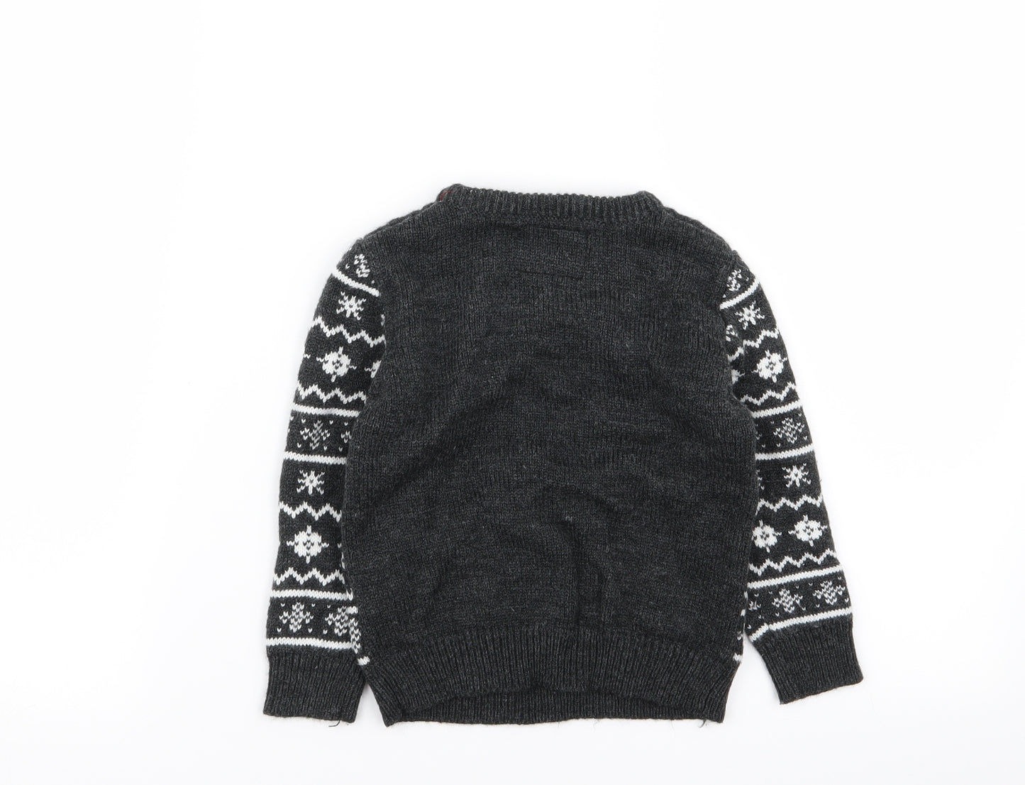 Primark Boys Grey Geometric  Pullover Jumper Size 2-3 Years  - Christmas jumper