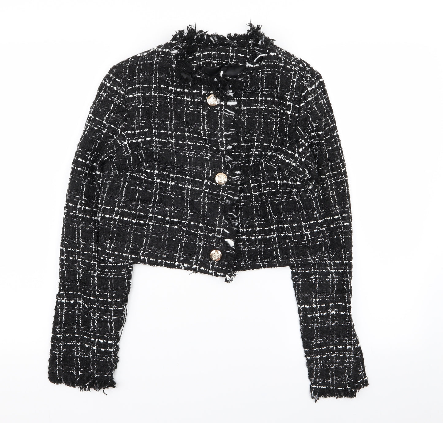 SheIn Womens Black Geometric  Jacket Blazer Size 6