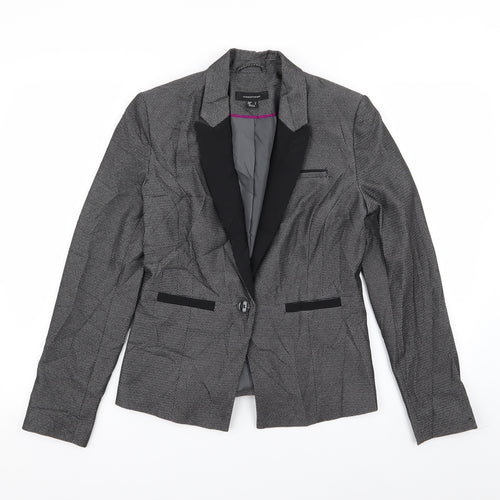Primark Womens Black Geometric  Jacket Blazer Size 8