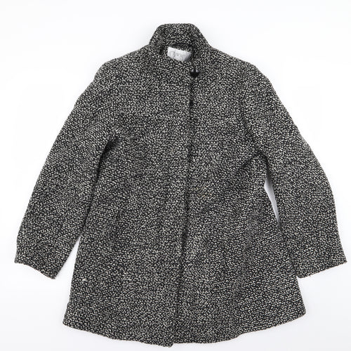 EWM Womens Grey Houndstooth  Overcoat Coat Size 12