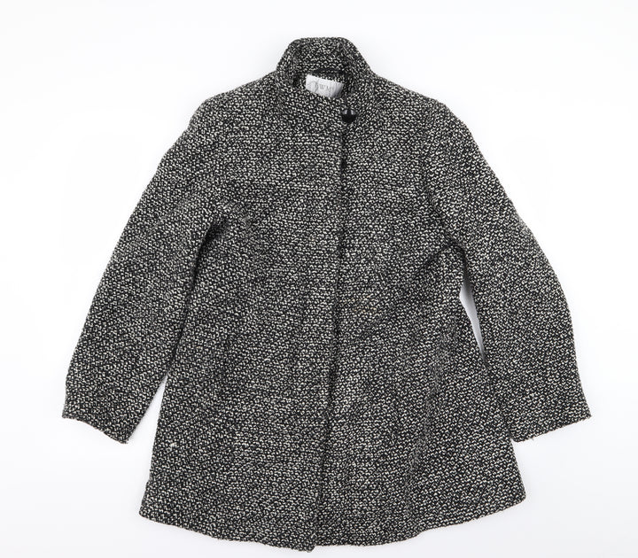 EWM Womens Grey Houndstooth Overcoat Coat Size 12