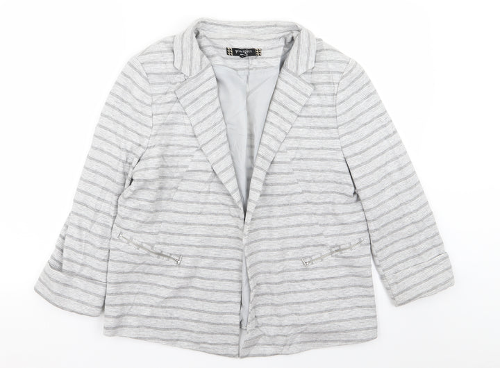 Principles Womens Grey Striped Jacket Blazer Size 16