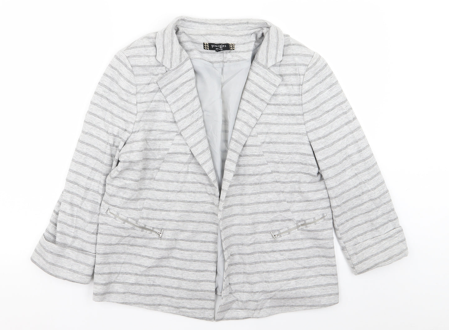 Principles Womens Grey Striped  Jacket Blazer Size 16