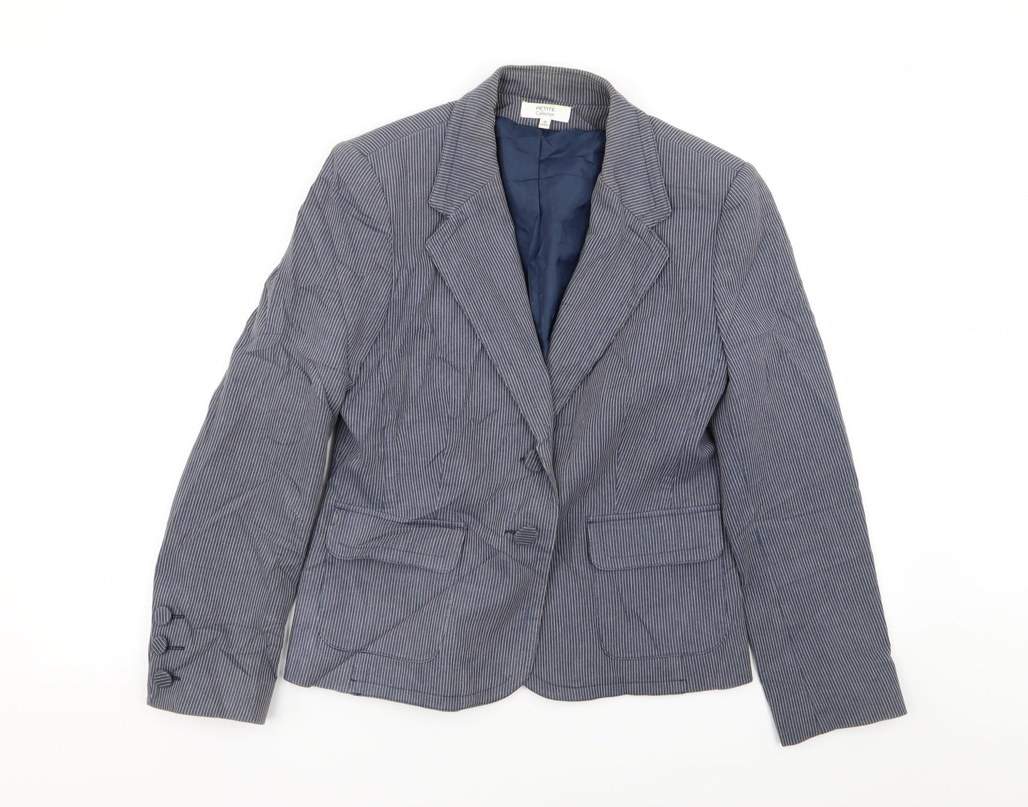 Debenhams Womens Blue Striped  Jacket Blazer Size 12