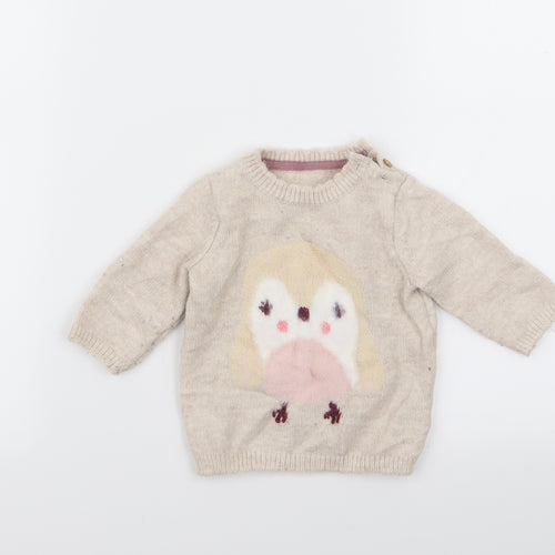 Asda George Girls Beige   Pullover Jumper Size 3-6 Months