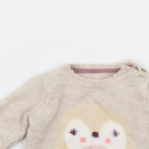 Asda George Girls Beige   Pullover Jumper Size 3-6 Months