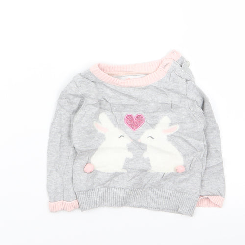 Primark Girls Grey   Pullover Jumper Size 3-6 Months