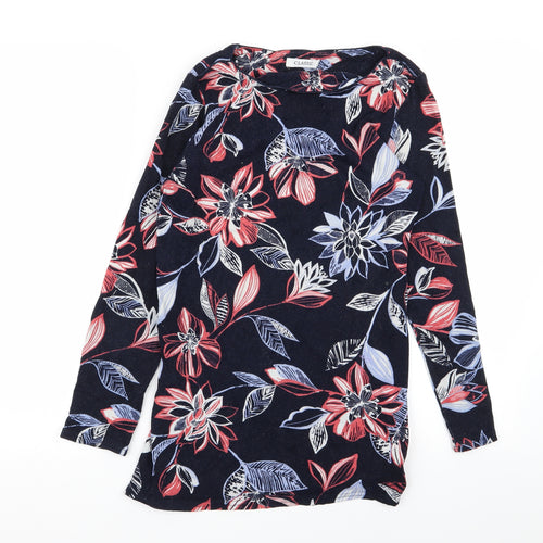 M&S Womens Blue Floral  Basic T-Shirt Size 8