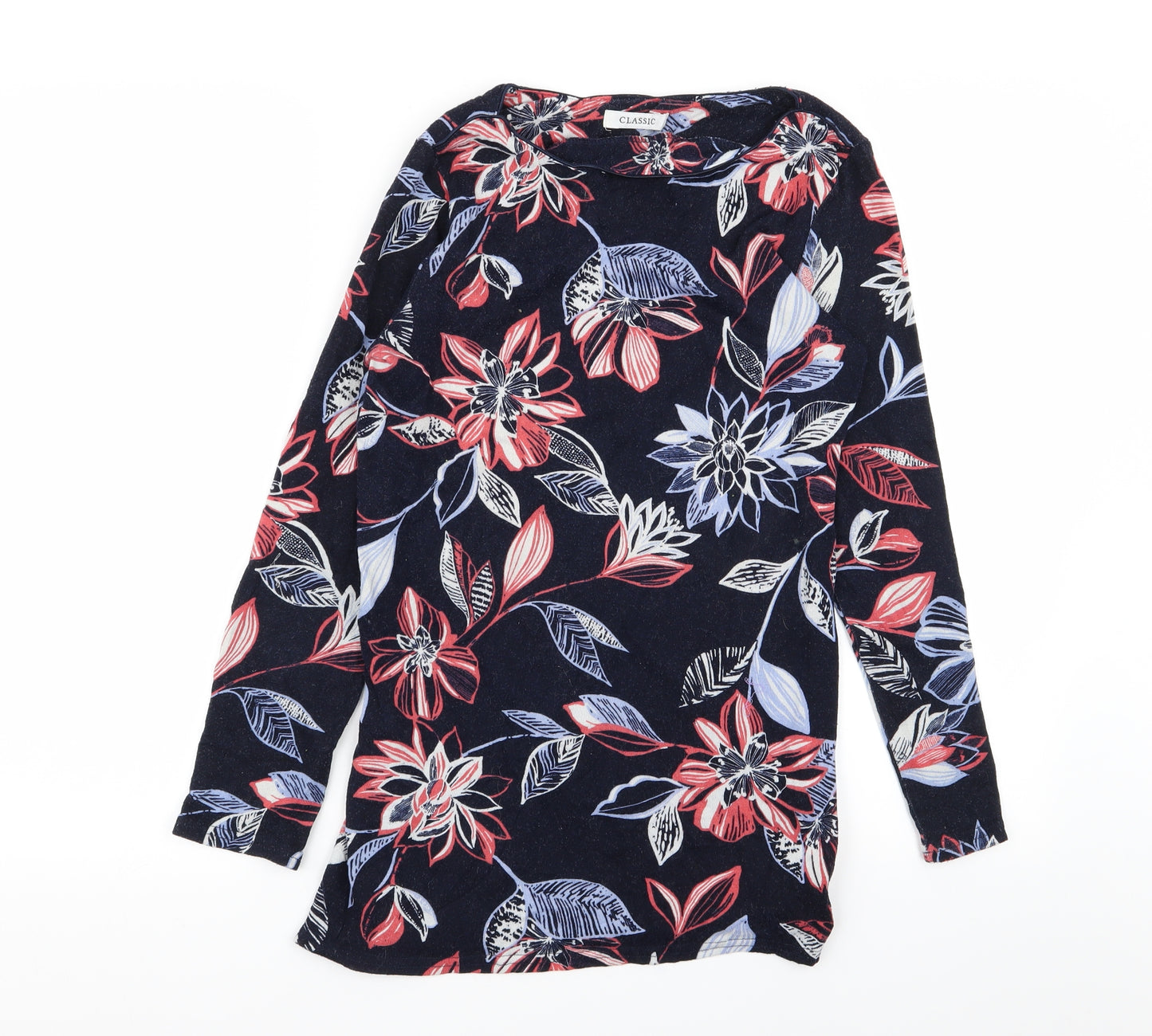M&S Womens Blue Floral  Basic T-Shirt Size 8