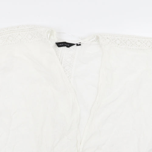 New Look Womens White Geometric  Cardigan Jumper Size 8
