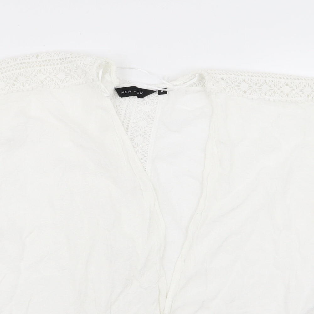 New Look Womens White Geometric  Cardigan Jumper Size 8