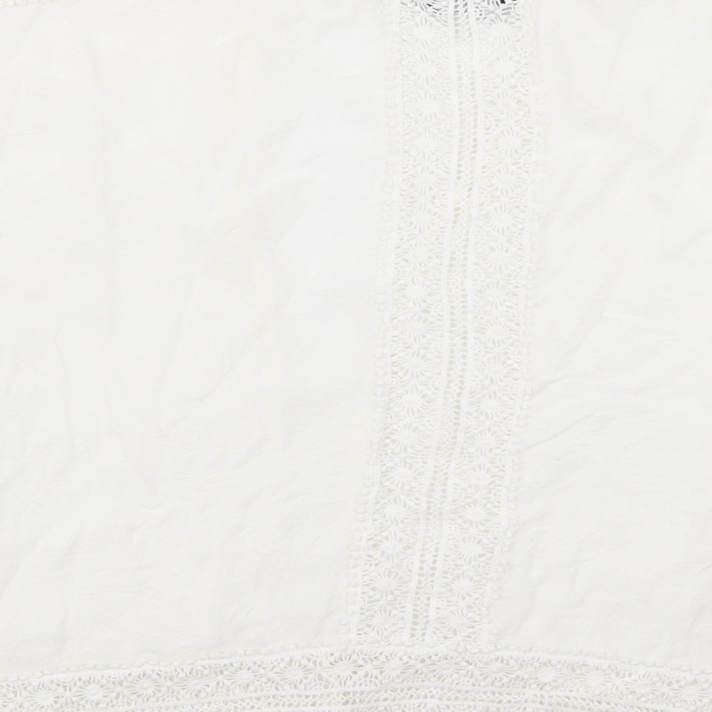 New Look Womens White Geometric  Cardigan Jumper Size 8