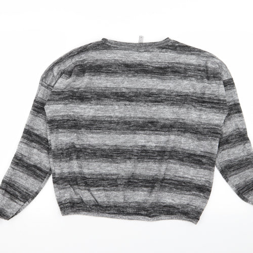 intuition Womens Grey Striped  Pullover Jumper Size 12