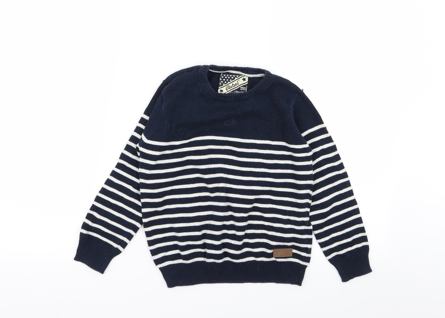 Rebel Boys Multicoloured Striped  Pullover Jumper Size 7-8 Years