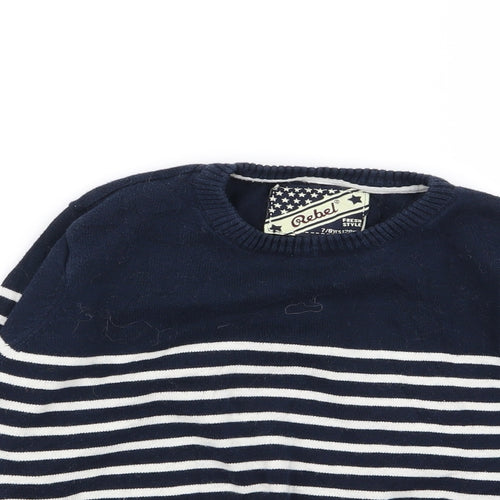 Rebel Boys Multicoloured Striped  Pullover Jumper Size 7-8 Years