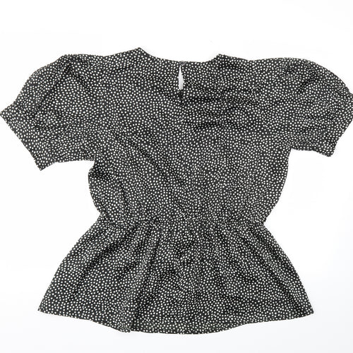 I SAW IT FIRST Womens Black Polka Dot  Basic Blouse Size 14
