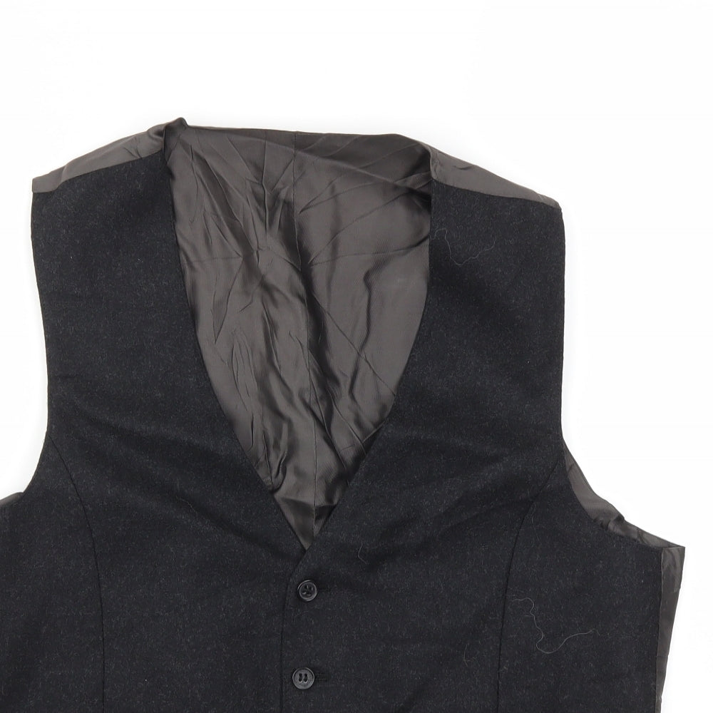 Preworn Mens Black   Jacket Suit Waistcoat Size 40