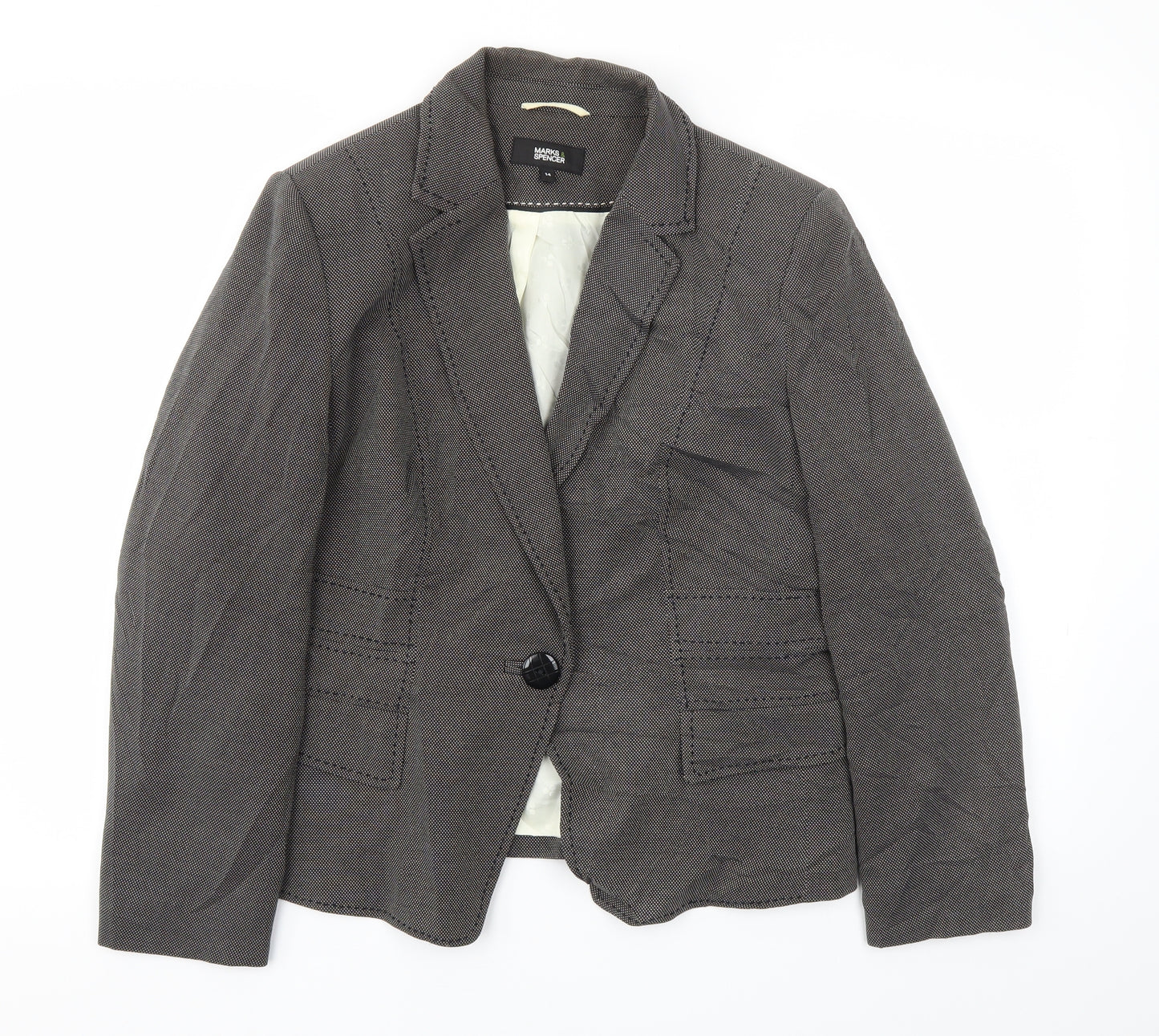 M&S Womens Grey   Jacket Blazer Size 14