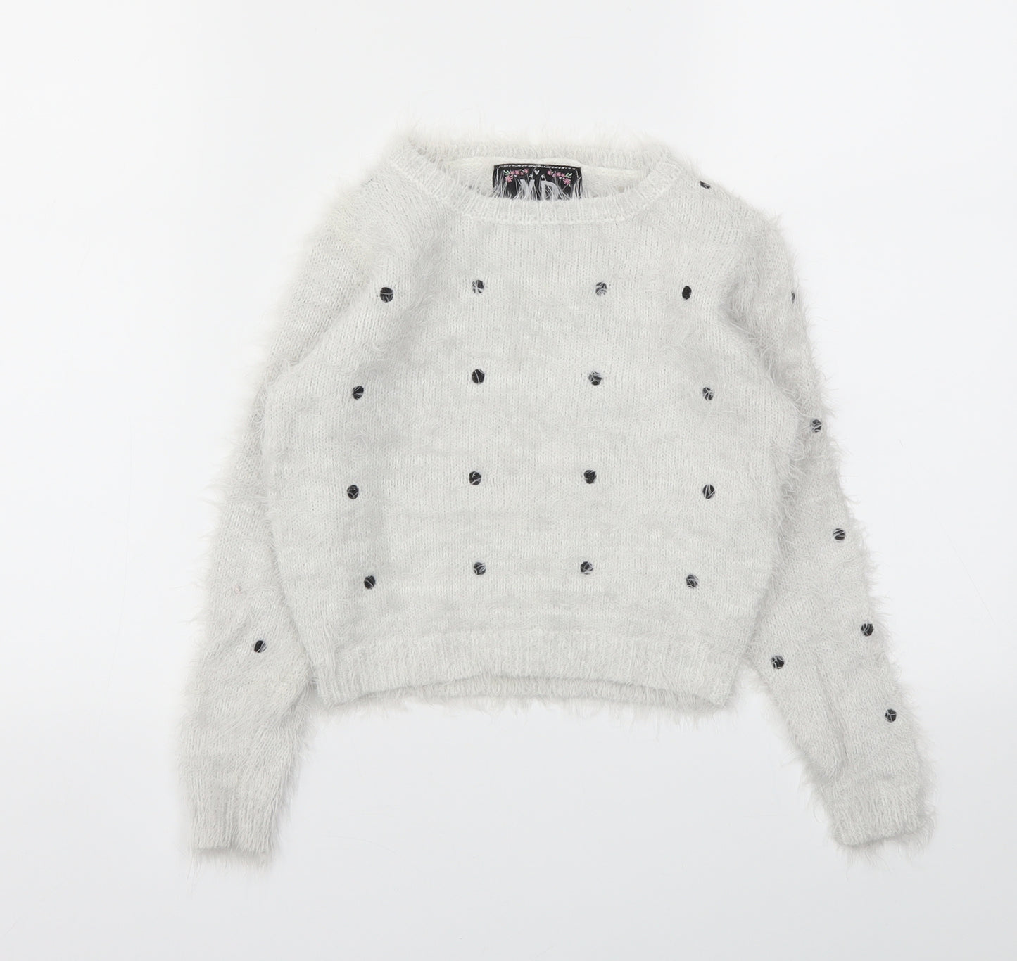 YD Girls Grey Spotted  Pullover Hoodie Size 8-9 Years