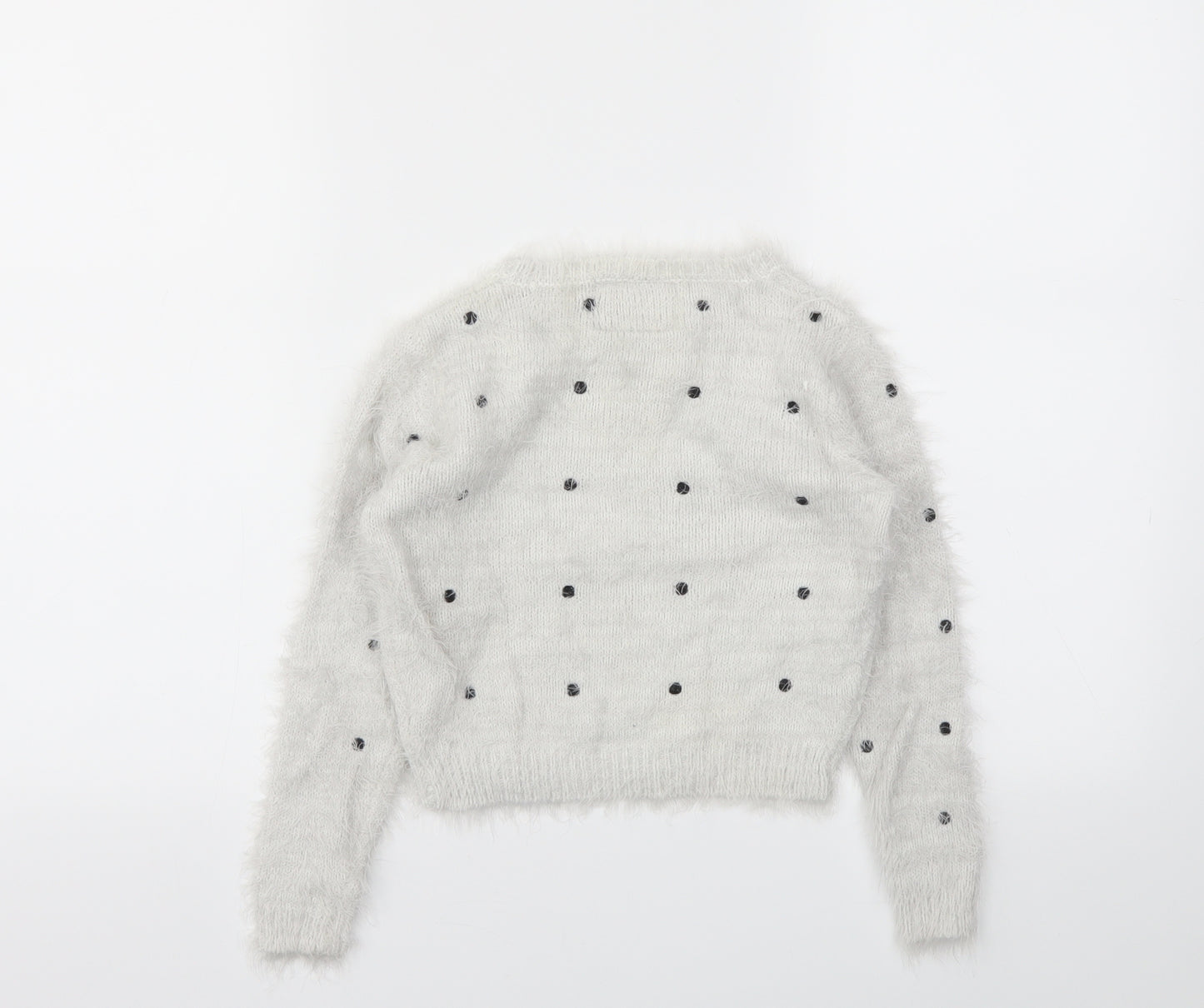YD Girls Grey Spotted  Pullover Hoodie Size 8-9 Years