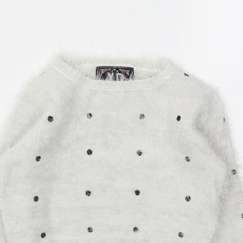 YD Girls Grey Spotted  Pullover Hoodie Size 8-9 Years