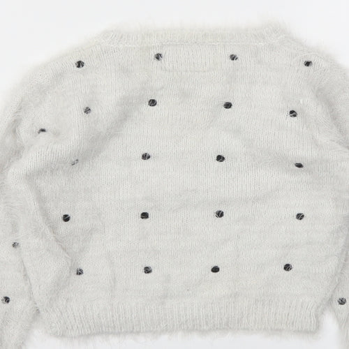 YD Girls Grey Spotted  Pullover Hoodie Size 8-9 Years