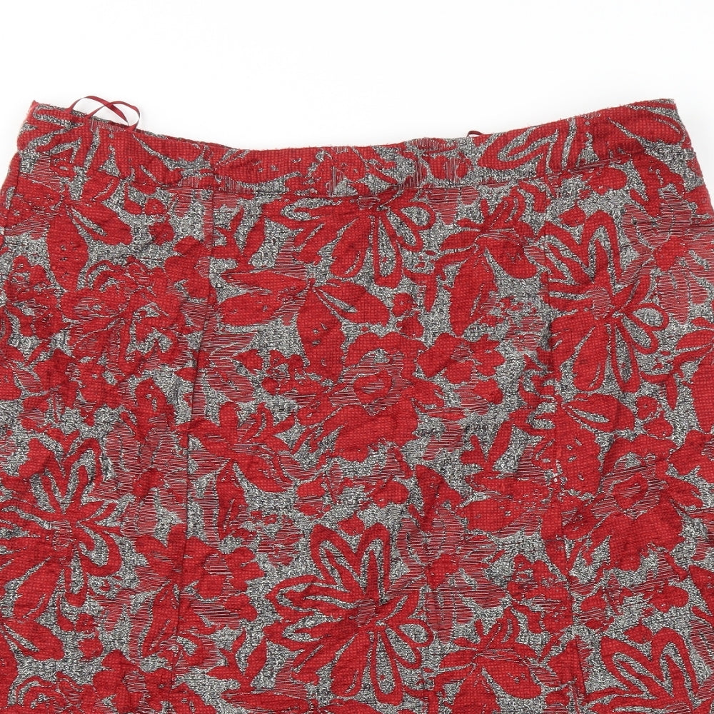 Classic Womens Red Floral  Flare Skort Size 36