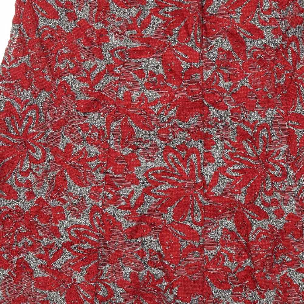 Classic Womens Red Floral  Flare Skort Size 36