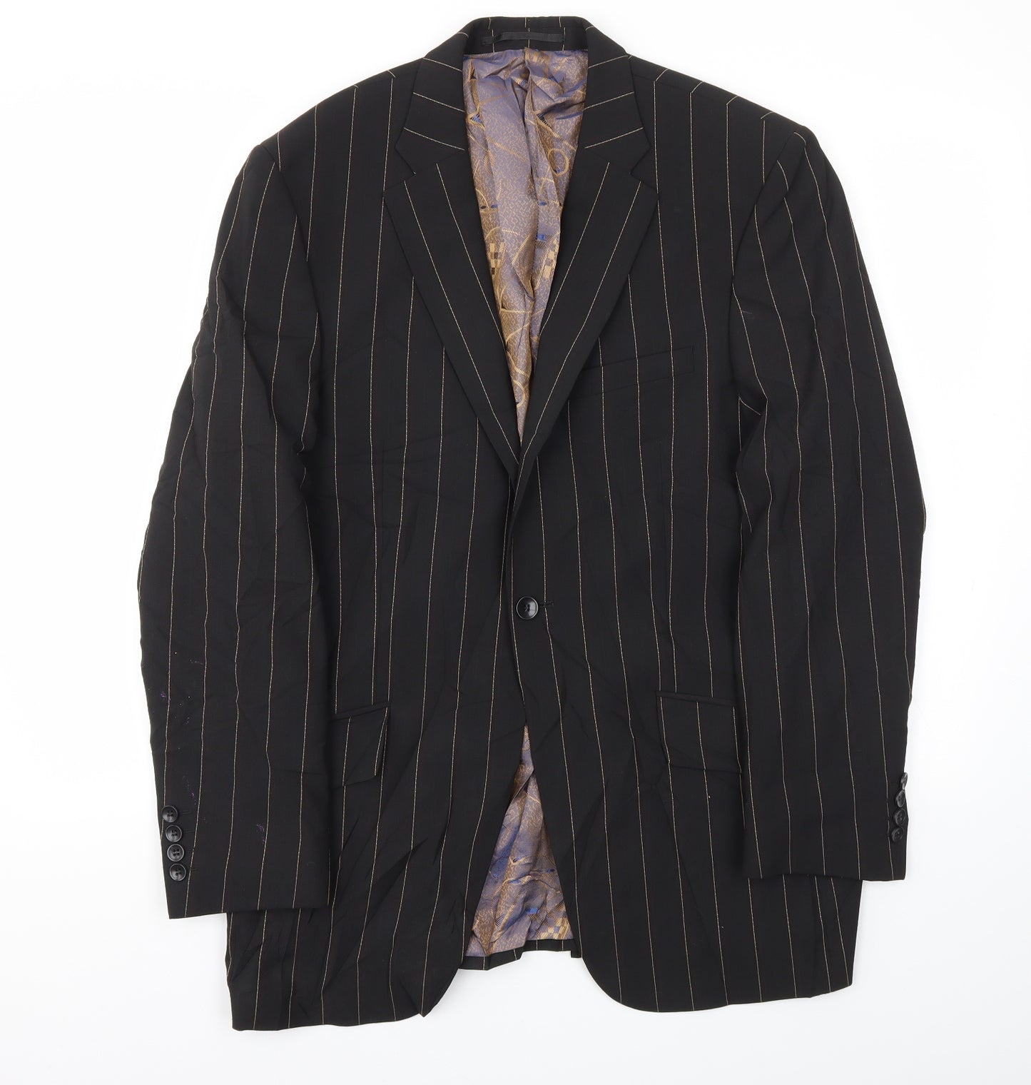 REMUS Mens Black Striped  Jacket Blazer Size 38