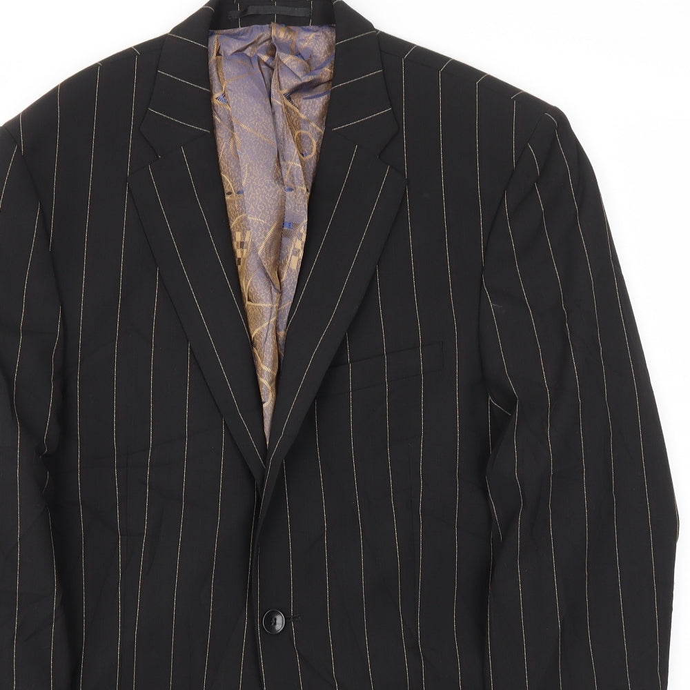 REMUS Mens Black Striped  Jacket Blazer Size 38
