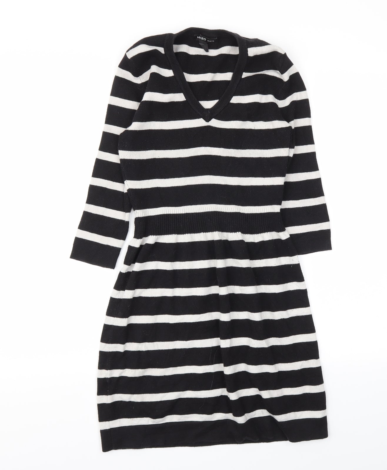 Mango Womens Black Striped  Fit & Flare  Size M
