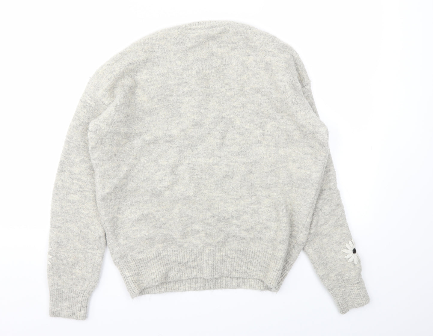 M&S Womens Grey Floral  Pullover Jumper Size S