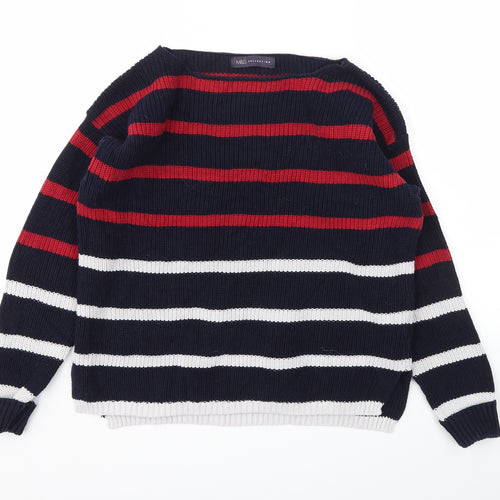 M&S Womens Blue Striped  Pullover Jumper Size M