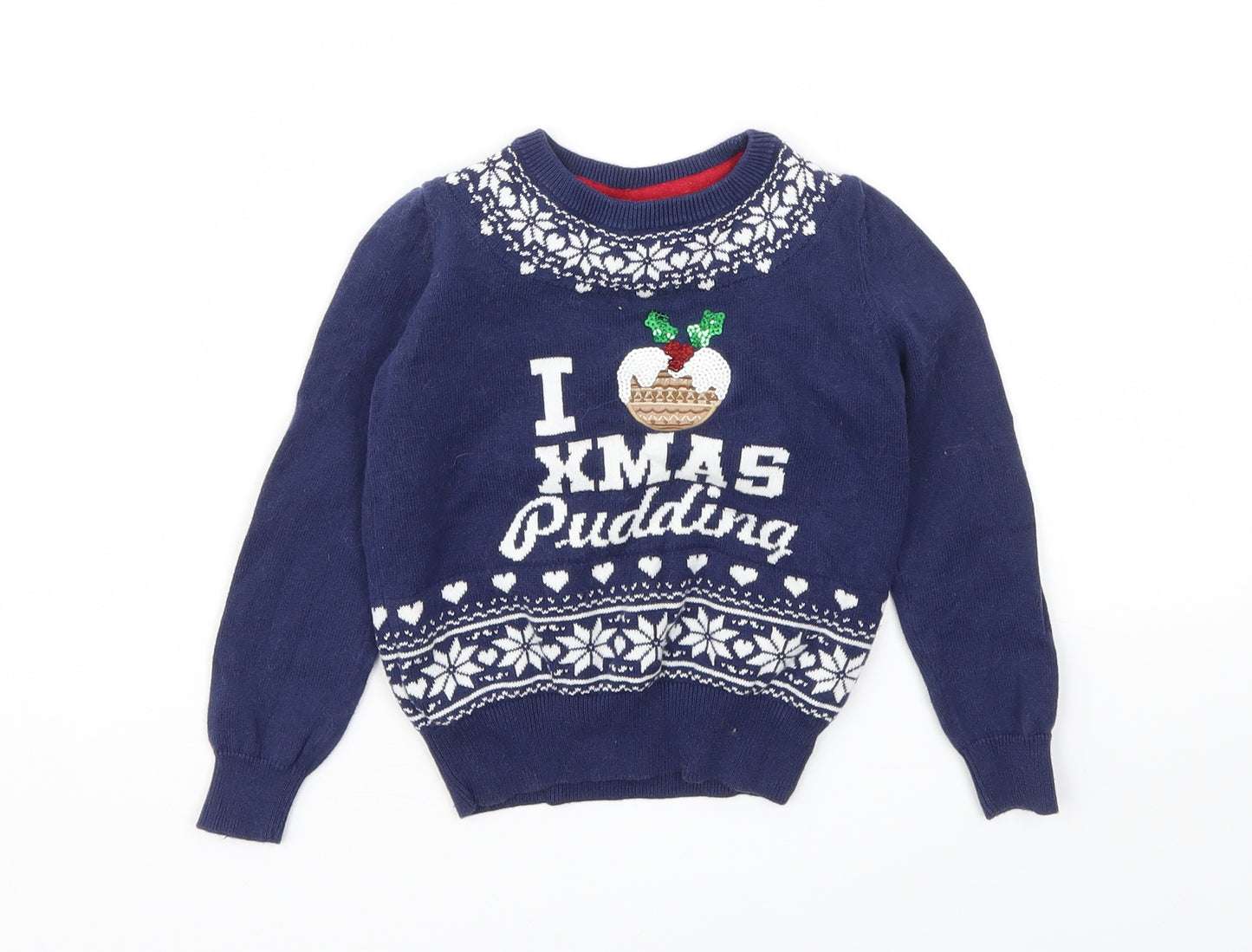 TU Boys Brown   Pullover Jumper Size 3 Years  - Christmas