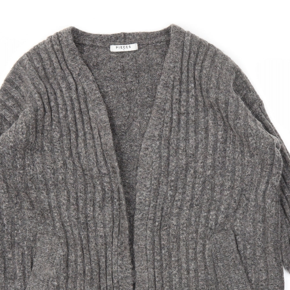 Pieces Womens Grey   Cardigan Jumper Size S