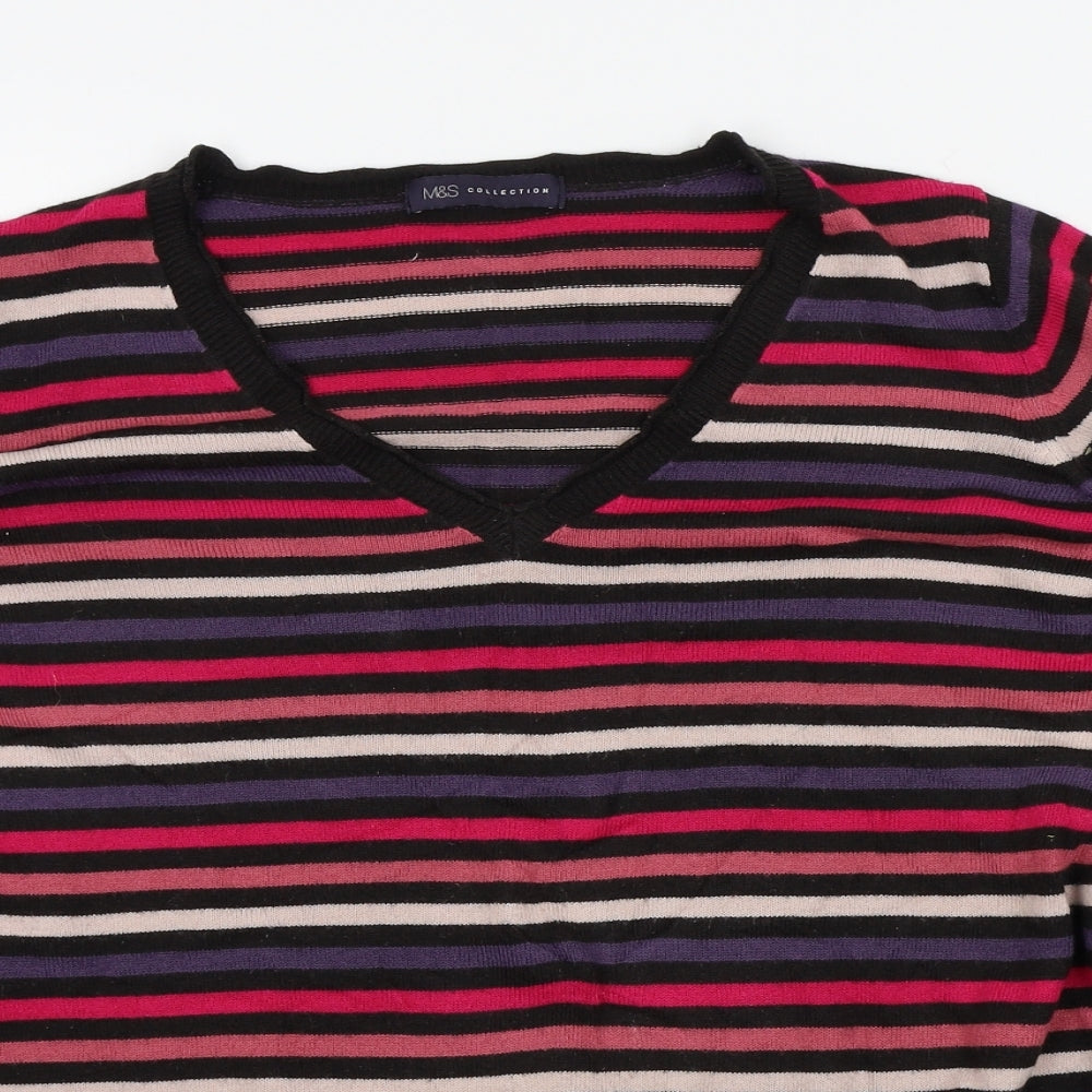 M&S Womens Multicoloured Striped  Pullover Jumper Size L