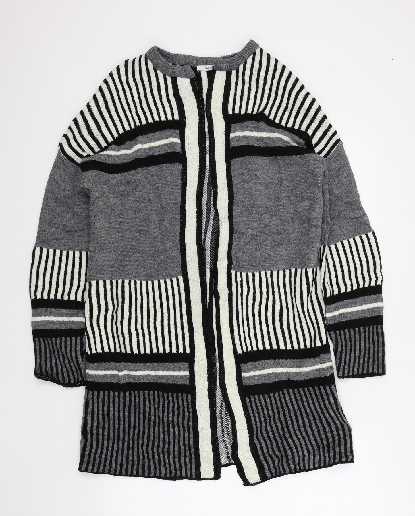 TU Womens Grey Geometric  Cardigan Jumper Size 12