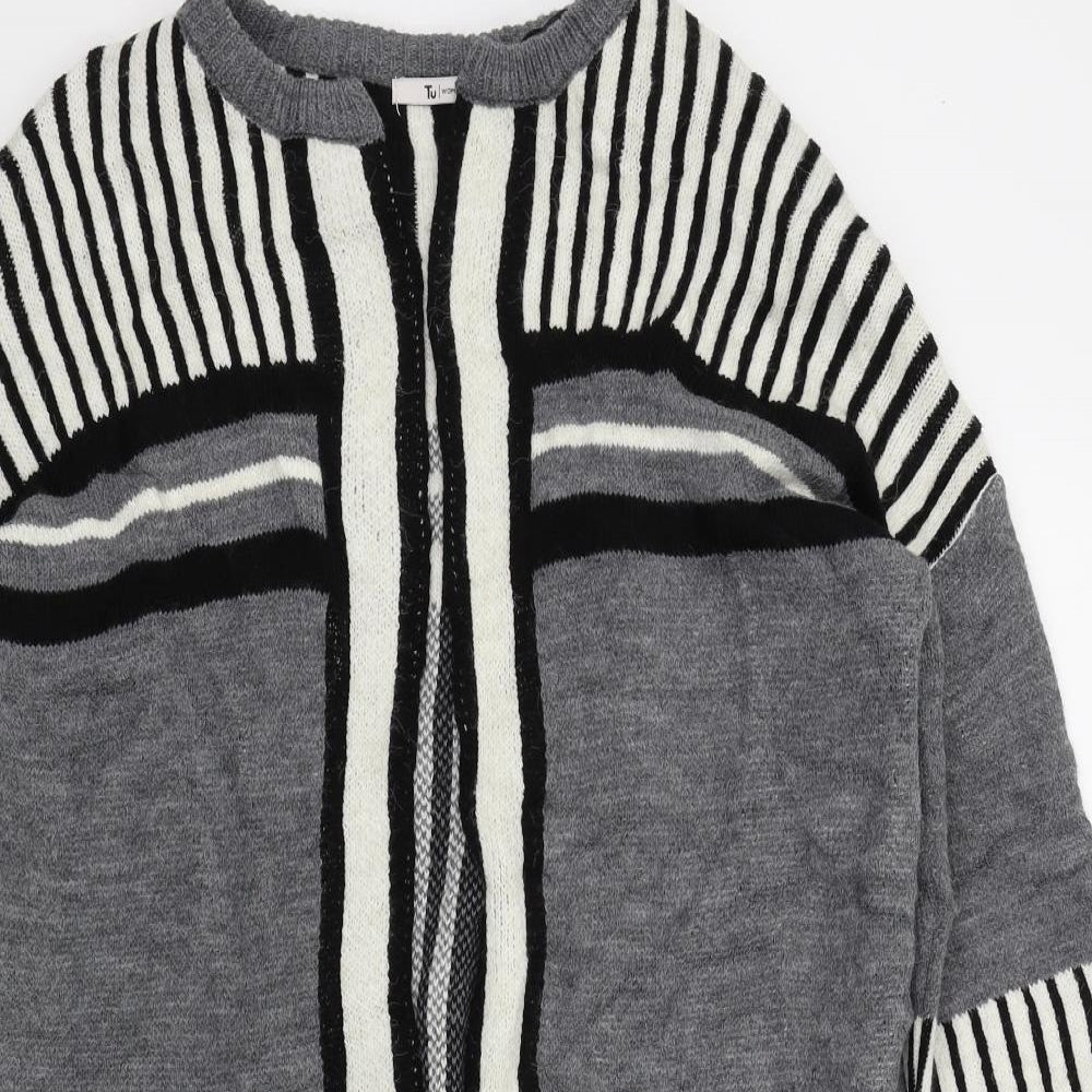 TU Womens Grey Geometric  Cardigan Jumper Size 12