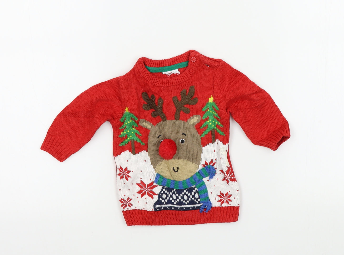 F&F Baby Red   Pullover Jumper Size 0-3 Months  - christmas jumper