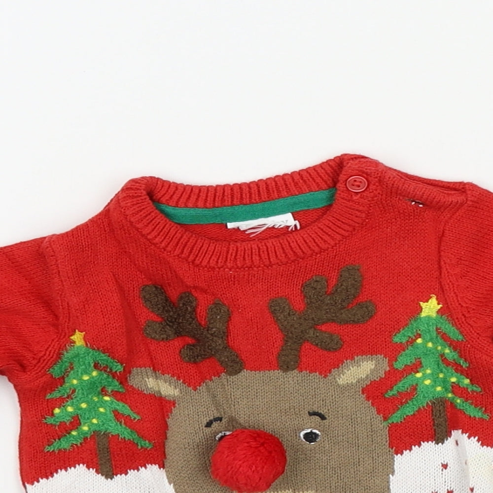 F&F Baby Red   Pullover Jumper Size 0-3 Months  - christmas jumper